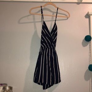 Striped White and Blue Romper. Brand New!!